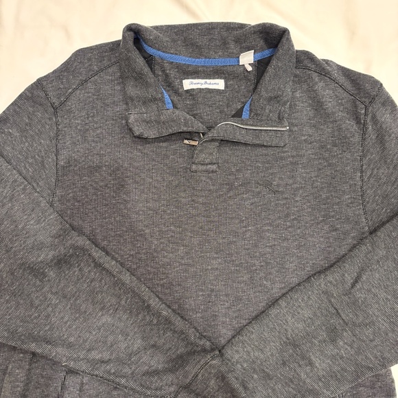 Tommy Bahama Mens Quarter Zip Fleece Pullover Dark Gray XL TG - Picture 1 of 7